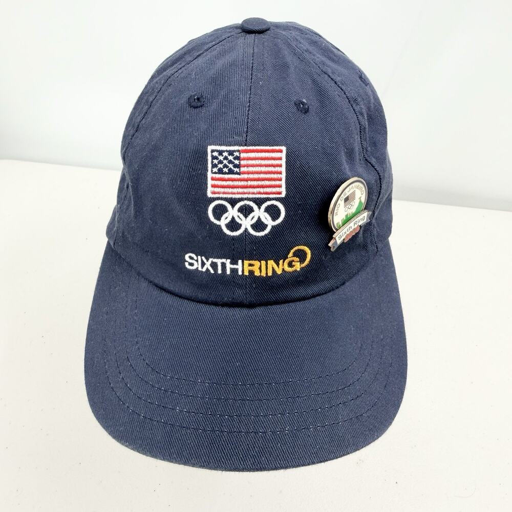 Team USA Olympic Sixth Ring Embroidered Navy Blue Ball Cap Adult OS w/Pin - Picture 3 of 9